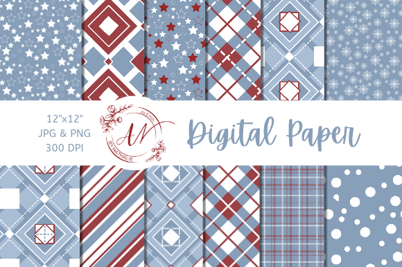 Blue and Red: A Versatile Digital Pattern for Creative Projects