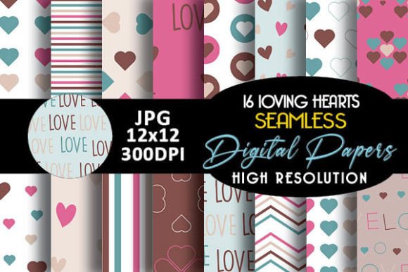 Bright Color Loving Hearts Digital Paper