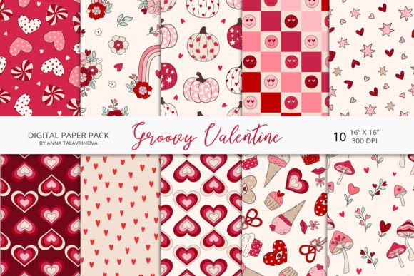 Discover the Retro Groovy Valentines Day Pattern Pack