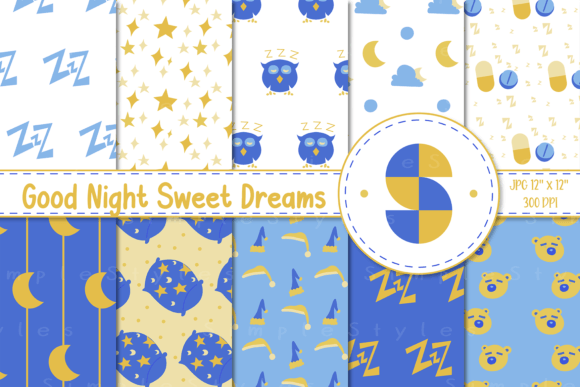 Good Night Sweet Dreams Digital Paper
