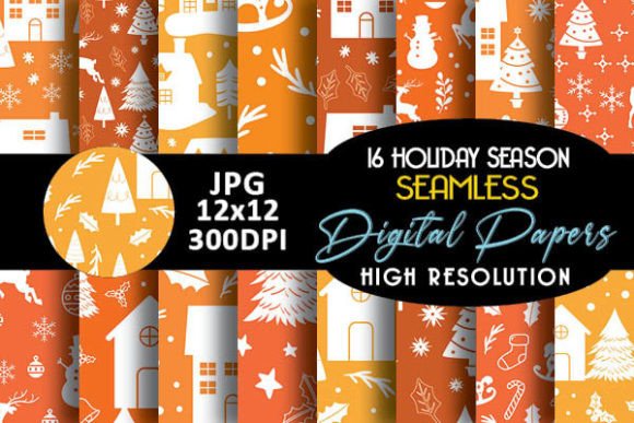 Orange Holiday Season Digital Papers