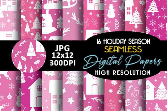 Pink Holiday Season Digital Papers: A Versatile Resource for Creative Projects