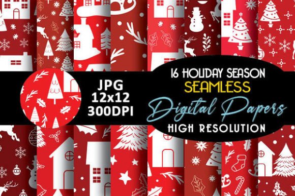 Red Holiday Season Digital Papers
