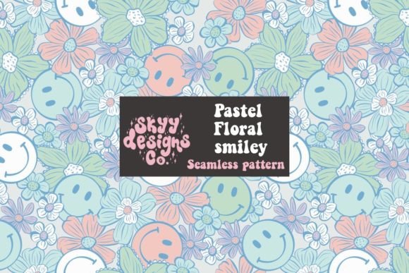 Smiley Face Floral Seamless Pattern