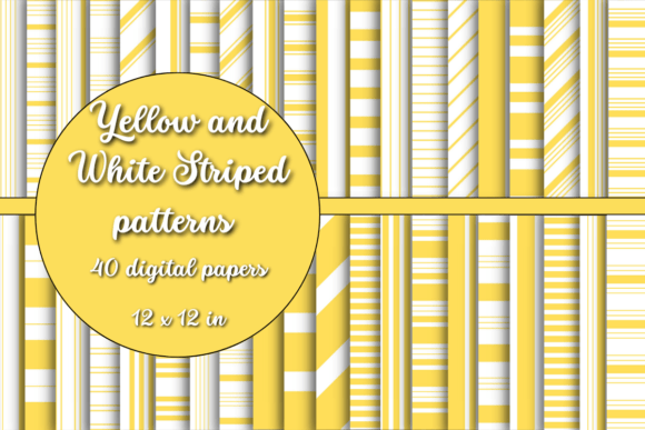 Yellow and White Striped Digital Papers